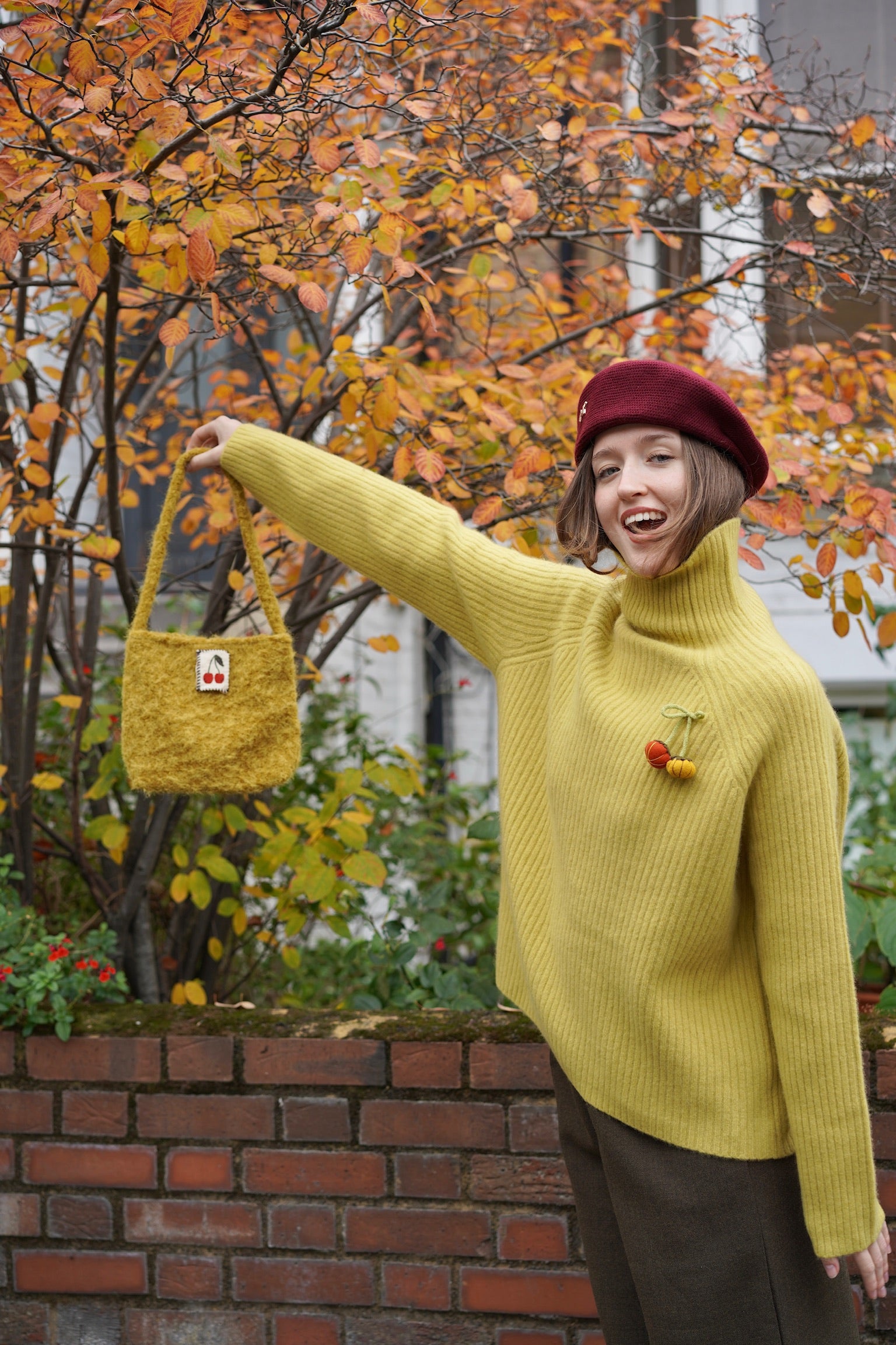 Cherry Stitch Fluffy Bag