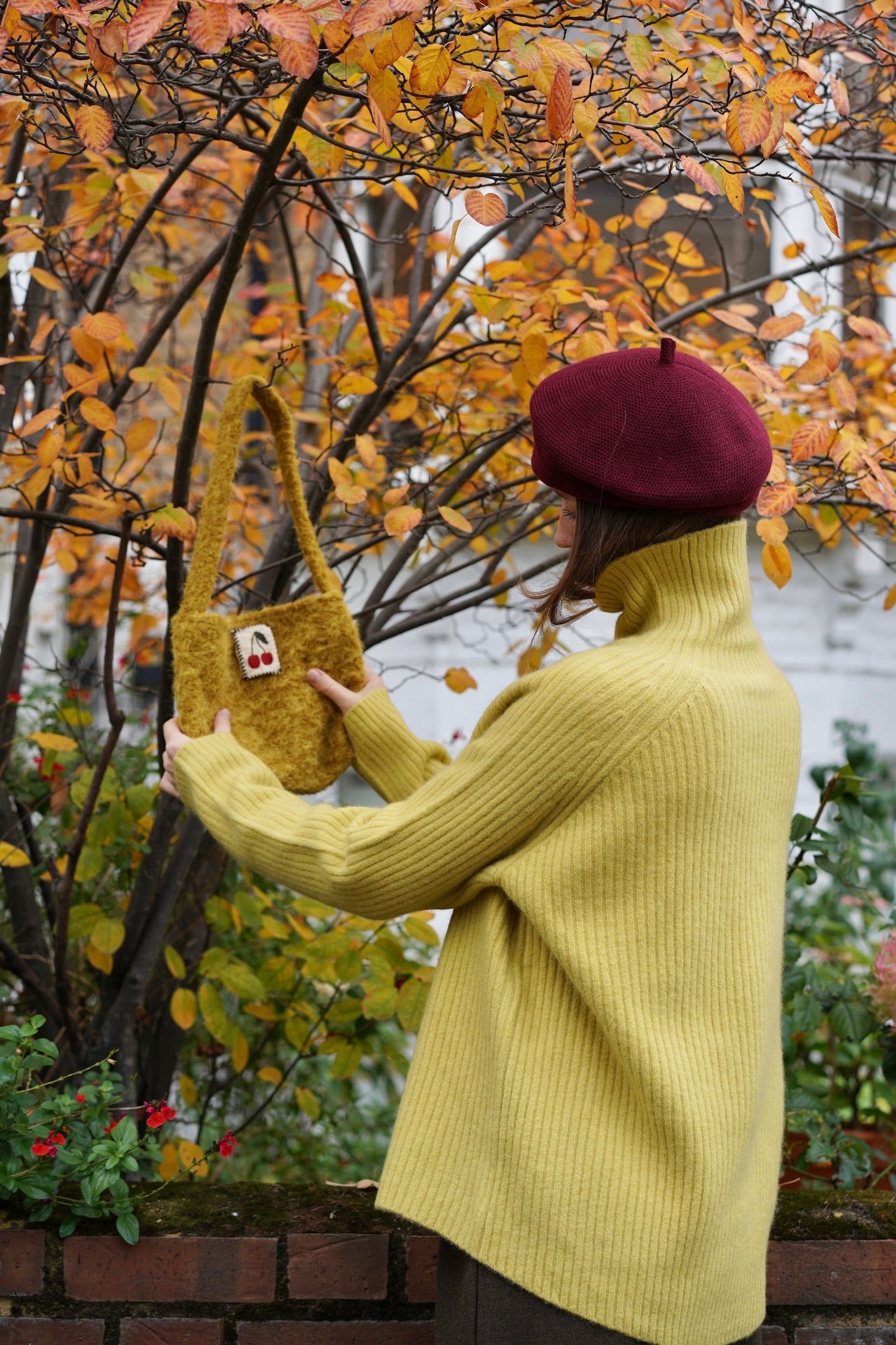 Cherry Stitch Fluffy Bag