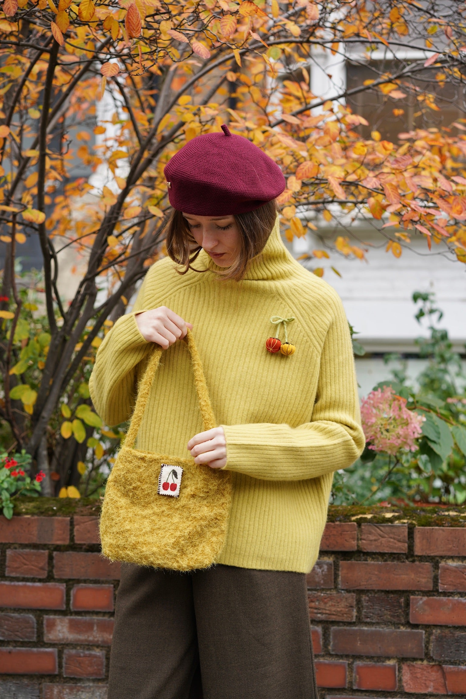 Cherry Stitch Fluffy Bag