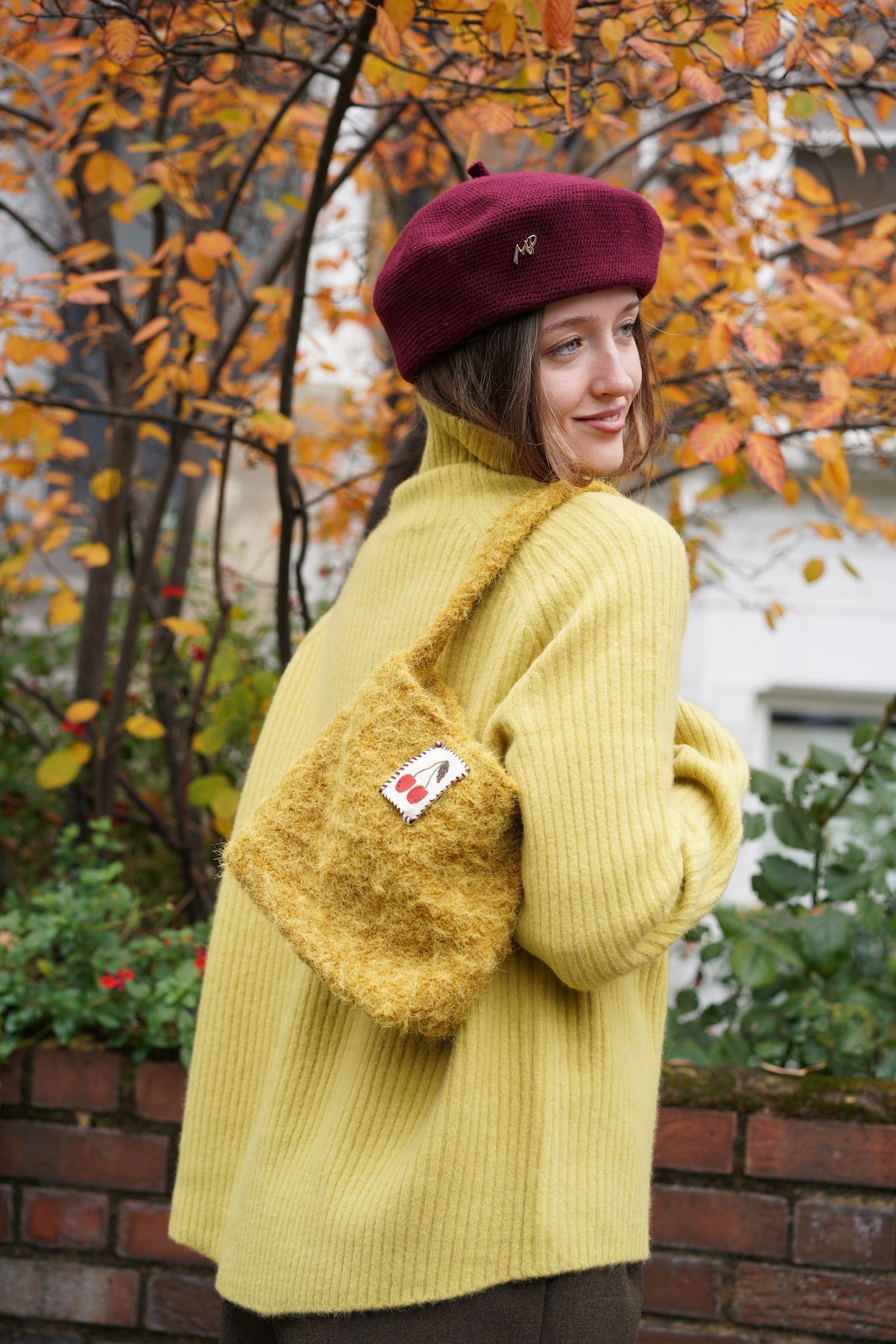 Cherry Stitch Fluffy Bag