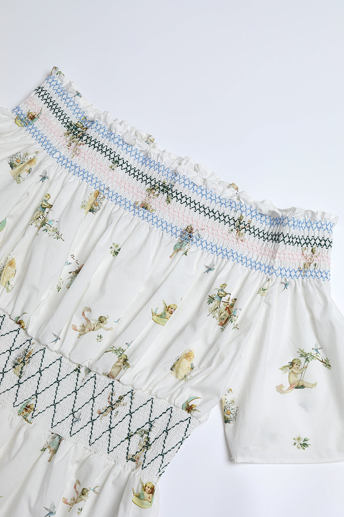 Lucky Angel Shirred Dress