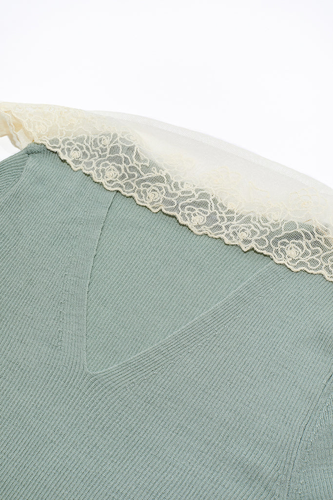 Lucky Lace Knit Top(Mint) - 100% Wool