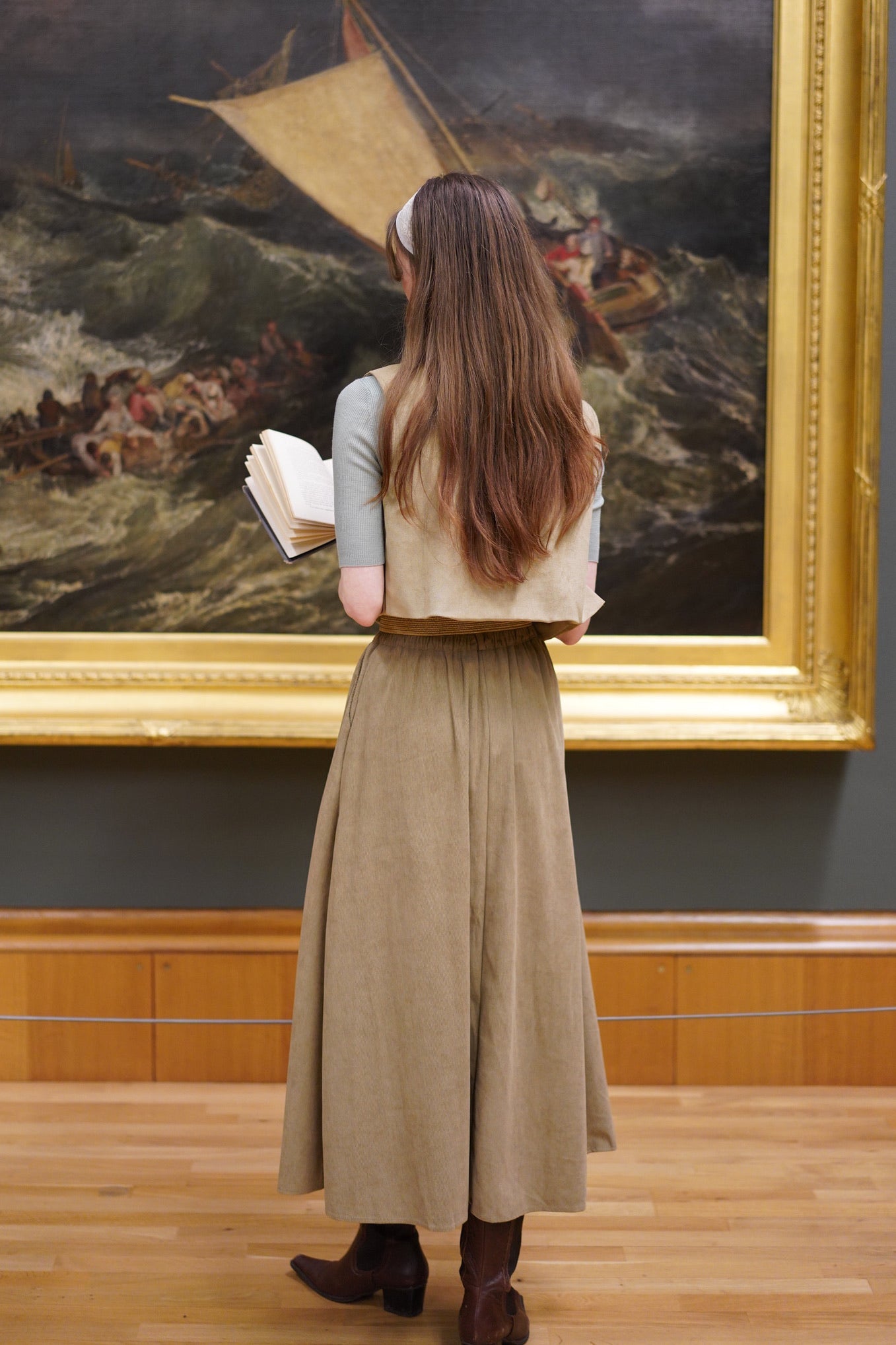 Curious Squirrel Corduroy Skirt (Caramel Latte)