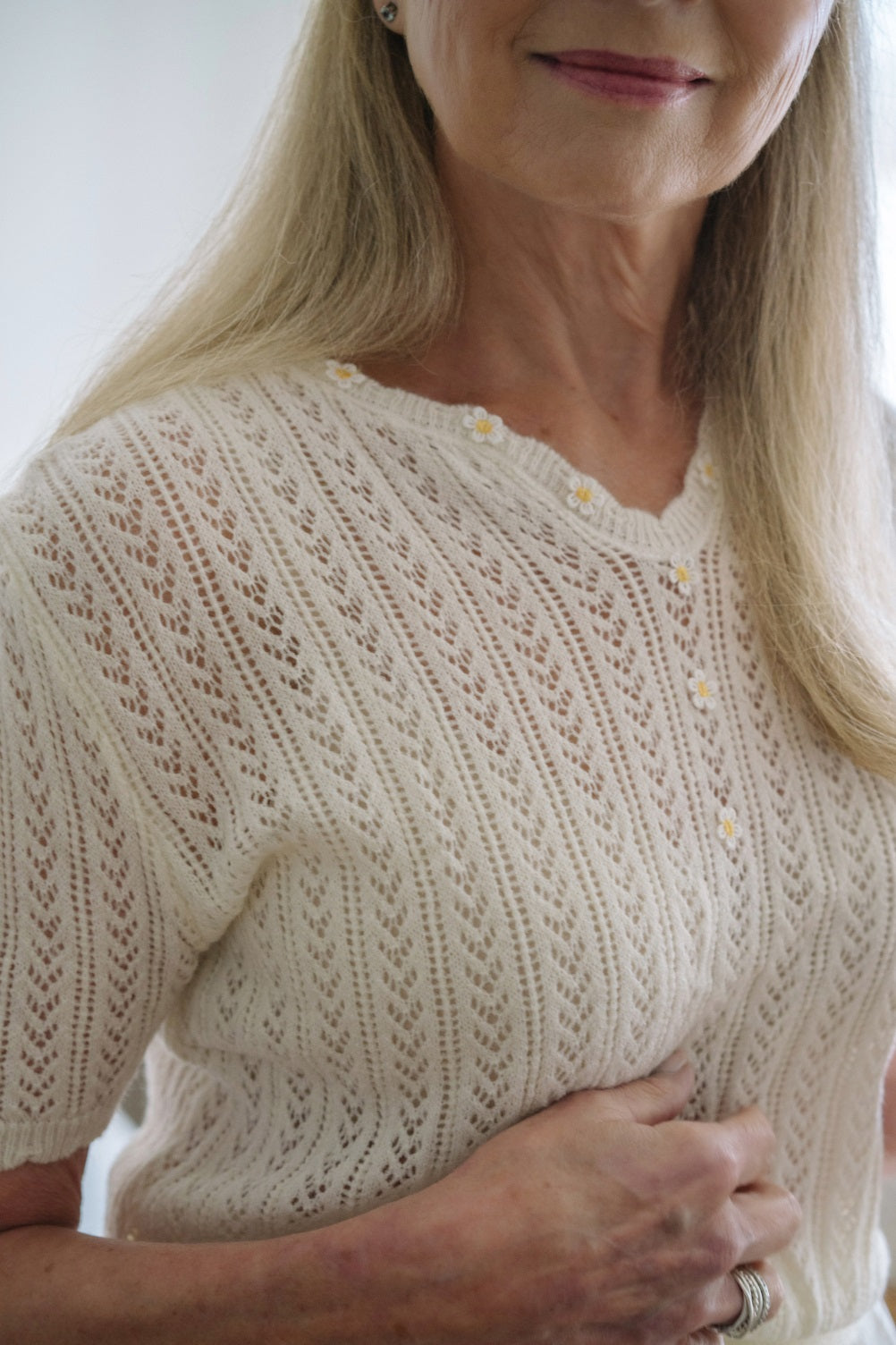 Maisie Daisy Chain Crochet Top (White)