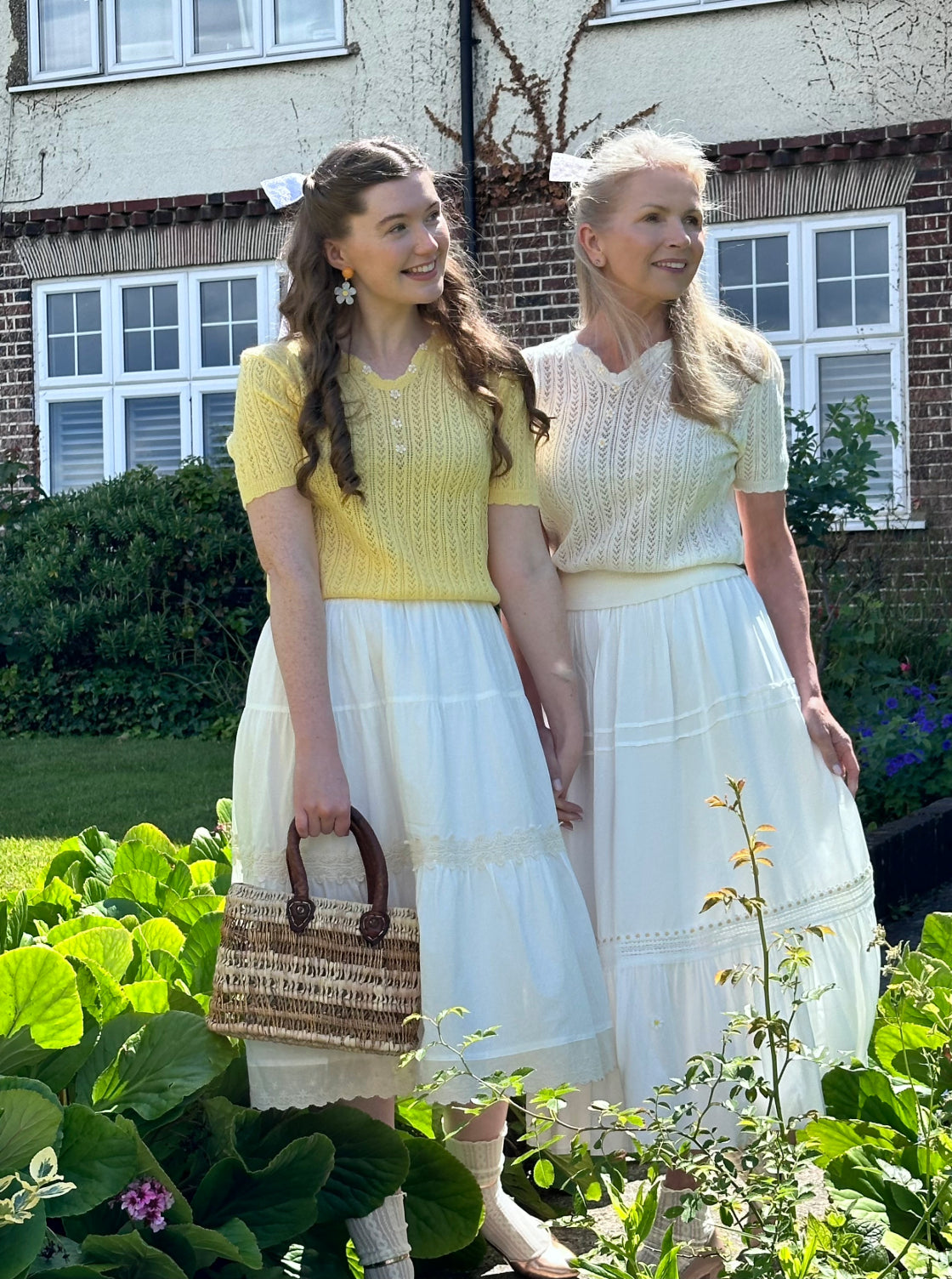 Maisie Daisy Chain Crochet Top (Butter Yellow)