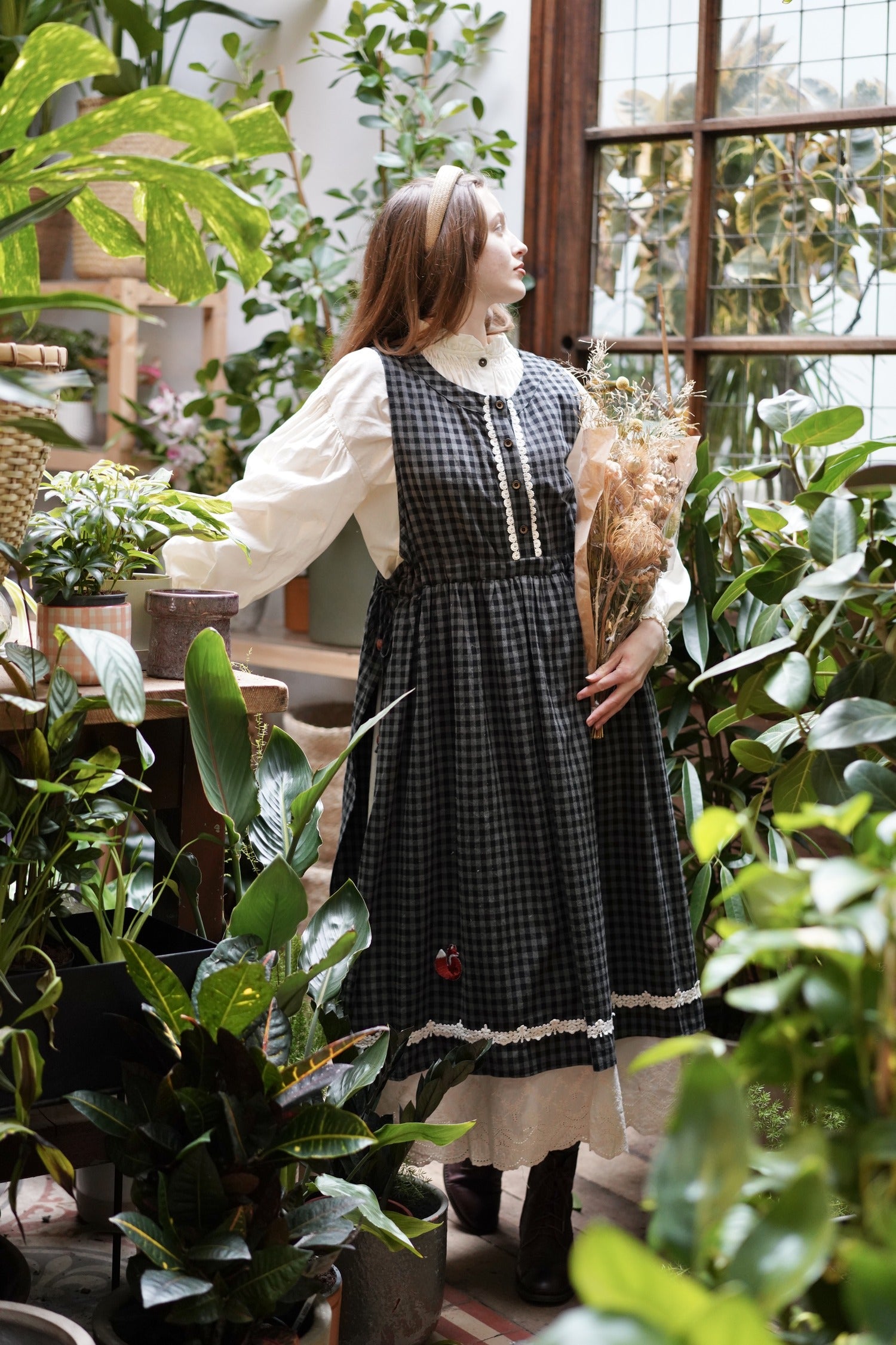 May Alcott Cotton Pinafore Dress (Blue)