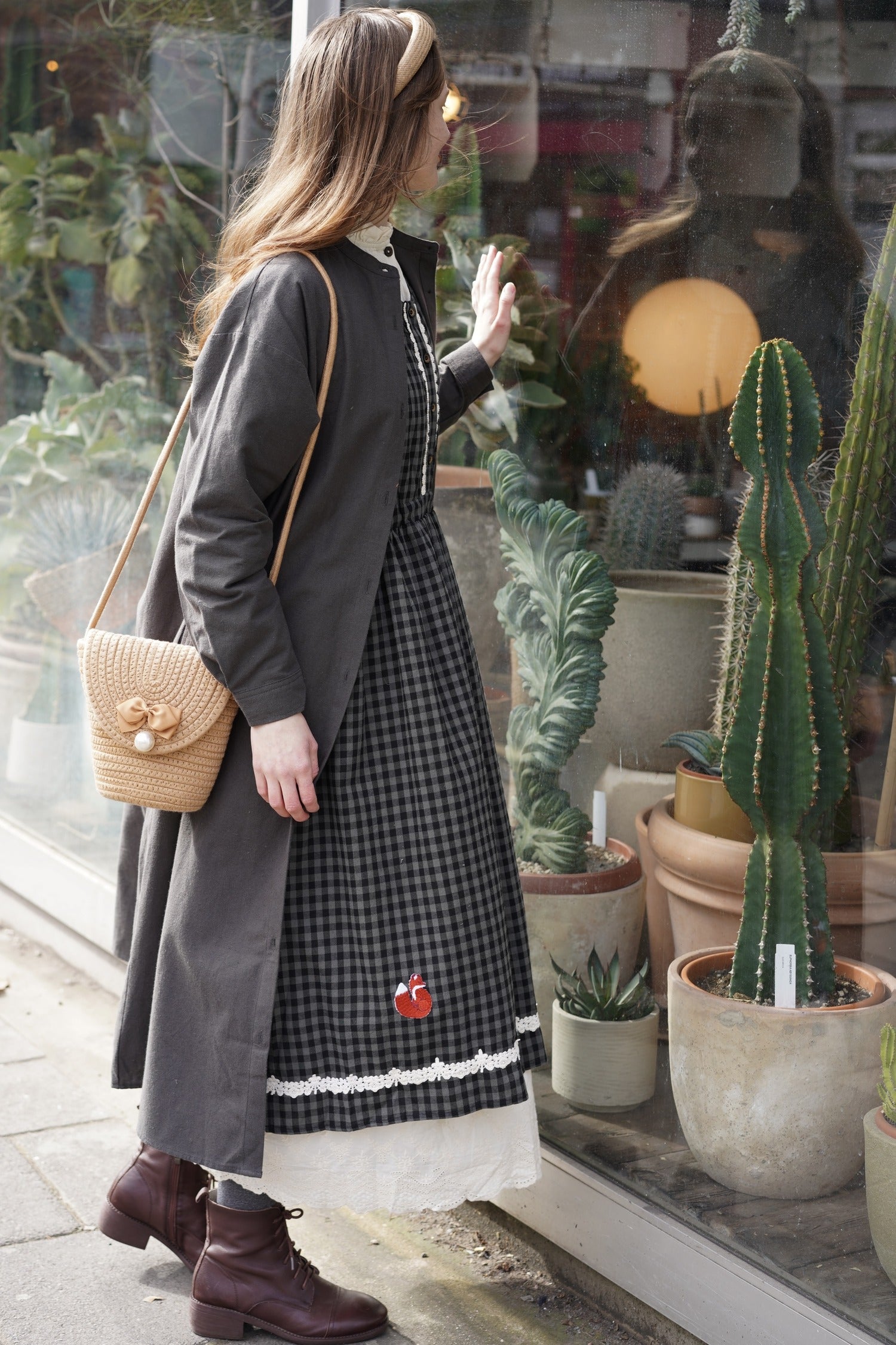 May Alcott Cotton Pinafore Dress (Blue)