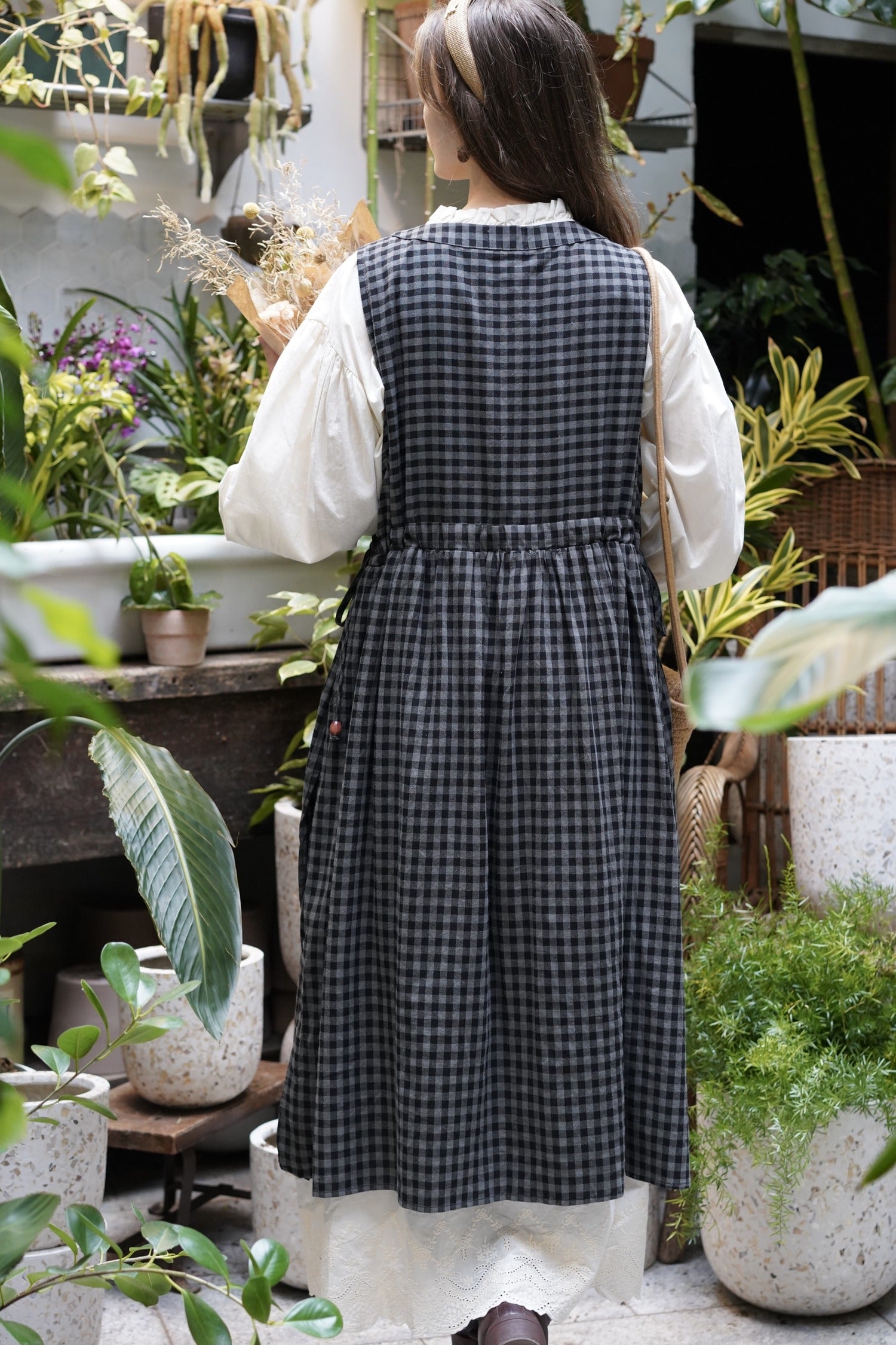 May Alcott Cotton Pinafore Dress (Blue)