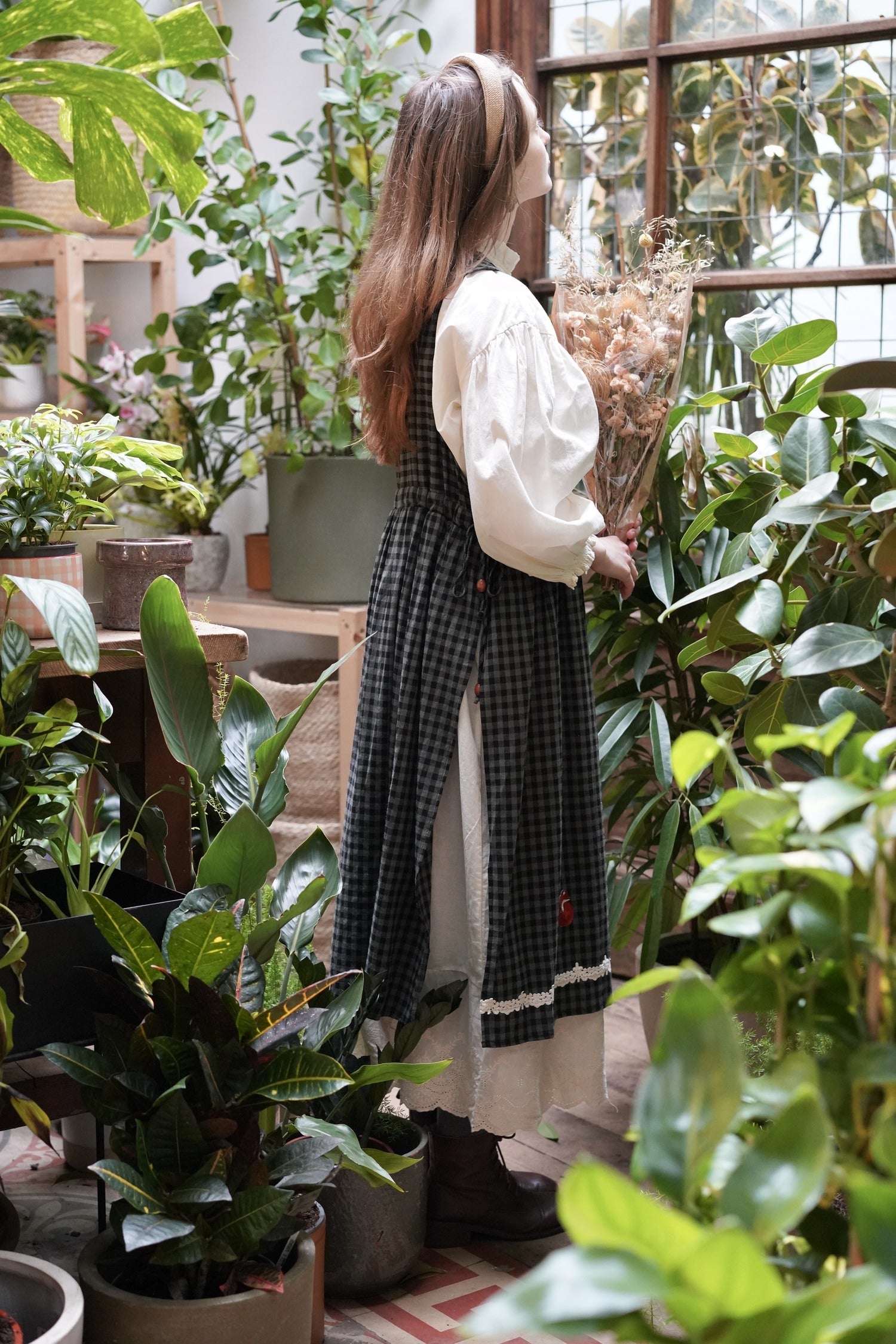 May Alcott Cotton Pinafore Dress (Blue)