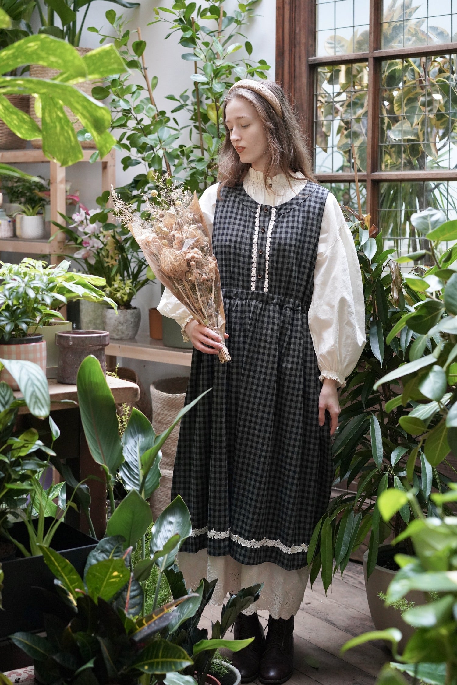 May Alcott Cotton Pinafore Dress (Blue)
