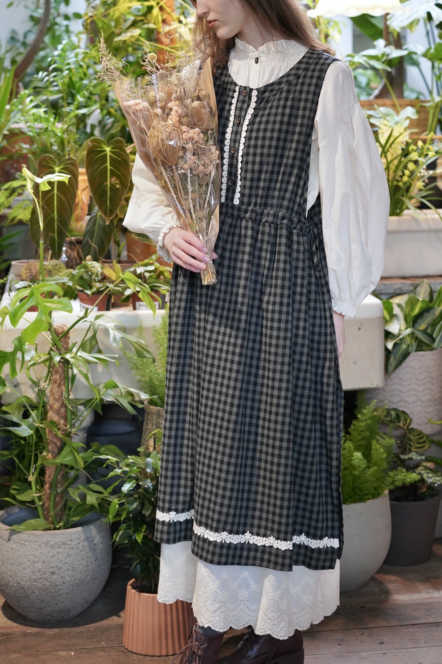 May Alcott Cotton Pinafore Dress (Blue)