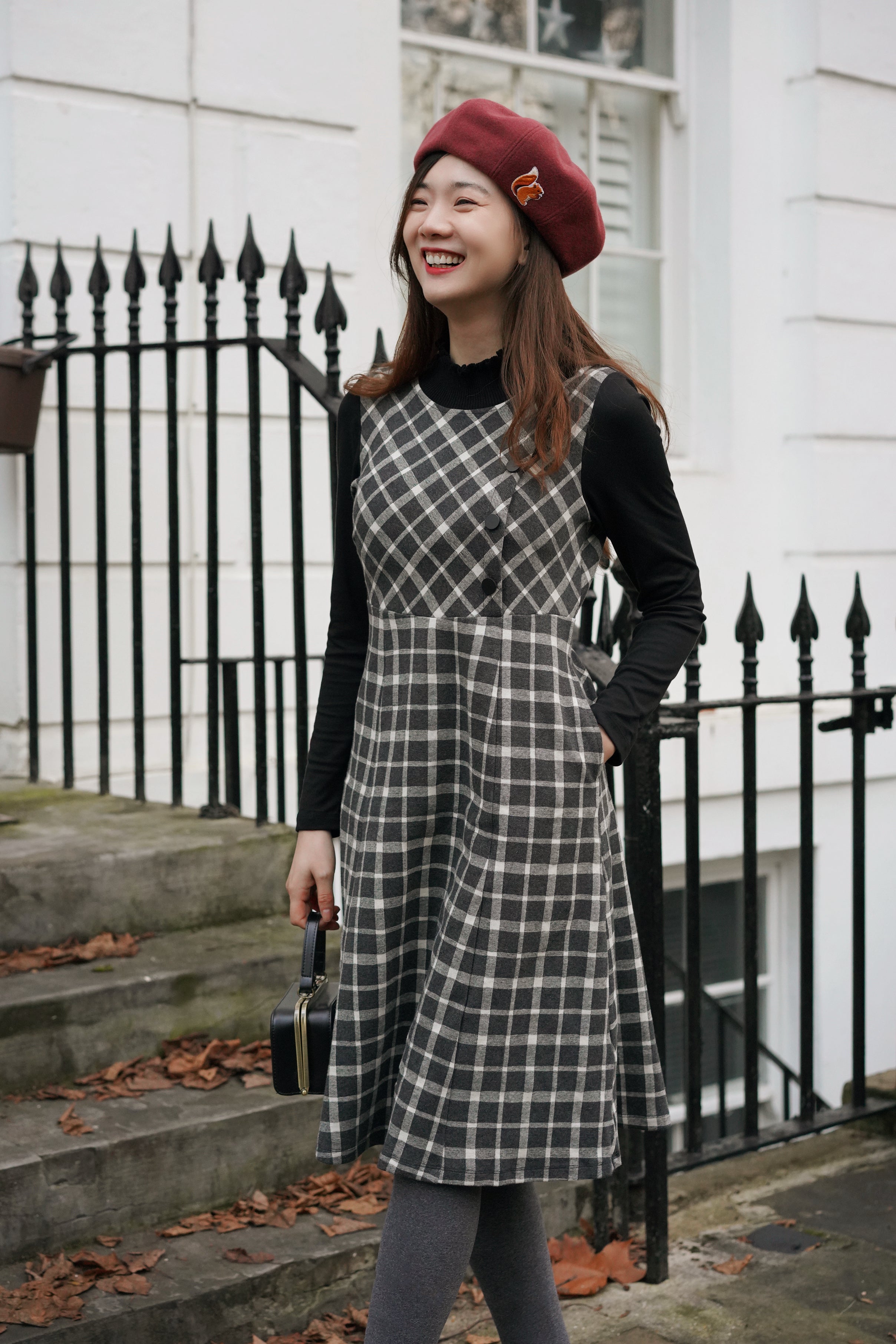 grey plaid dresses Melrose Dress (Grey)
