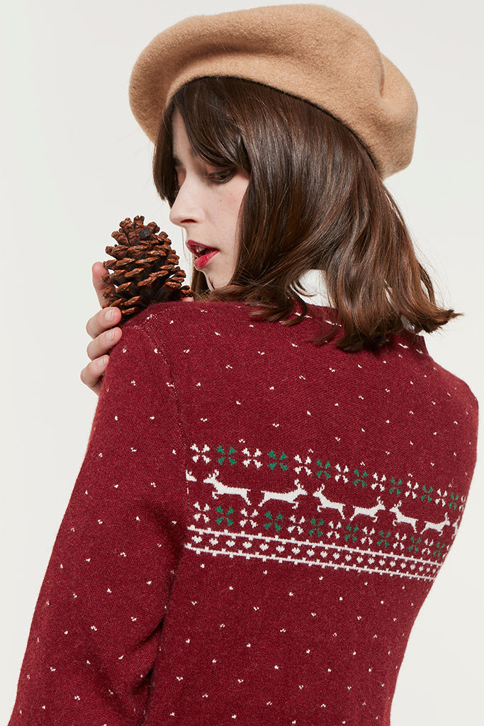 Meowy Xmas Jumper(Burgundy)