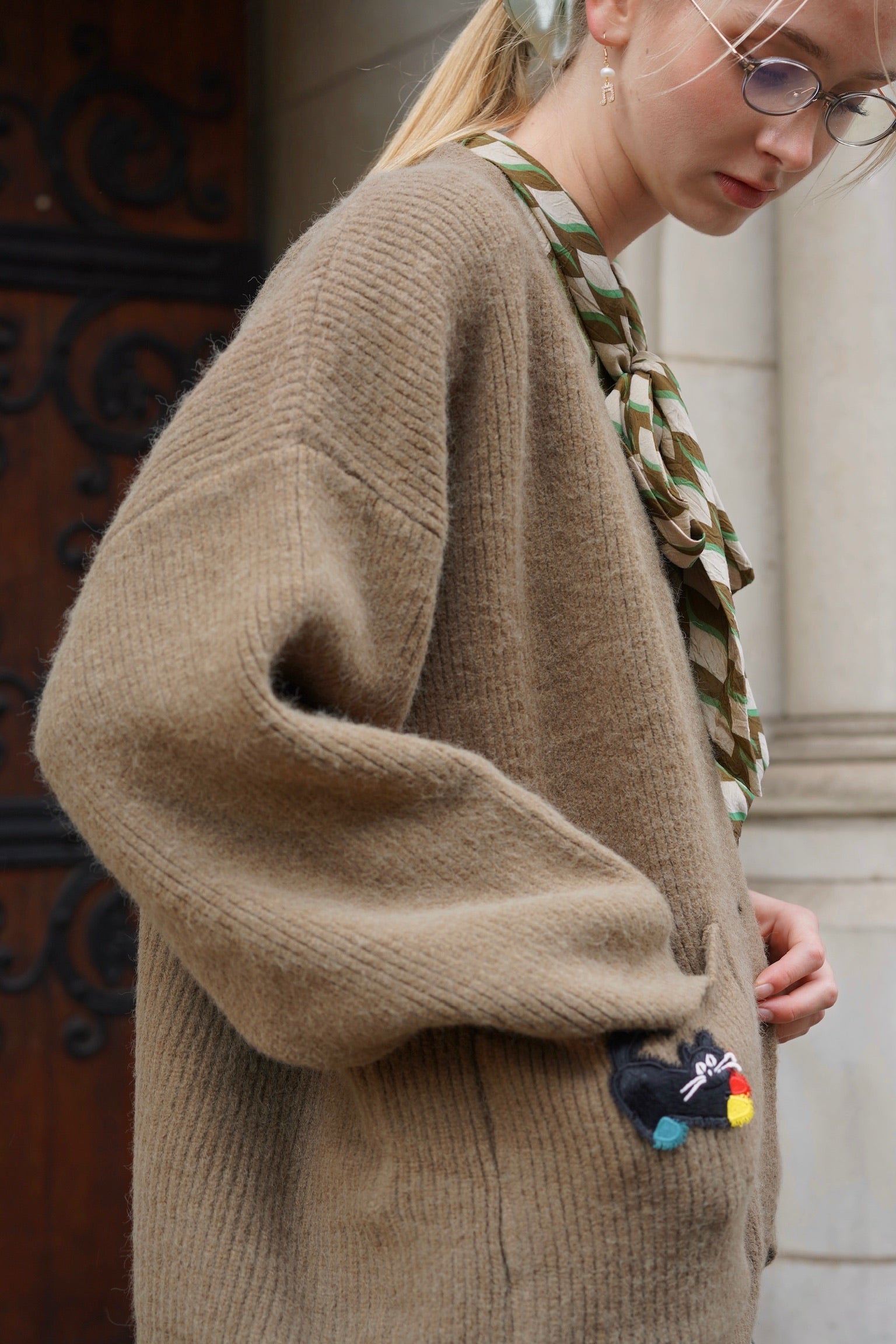 Oversized Kitty Love Cardigan (Earthy Taupe)