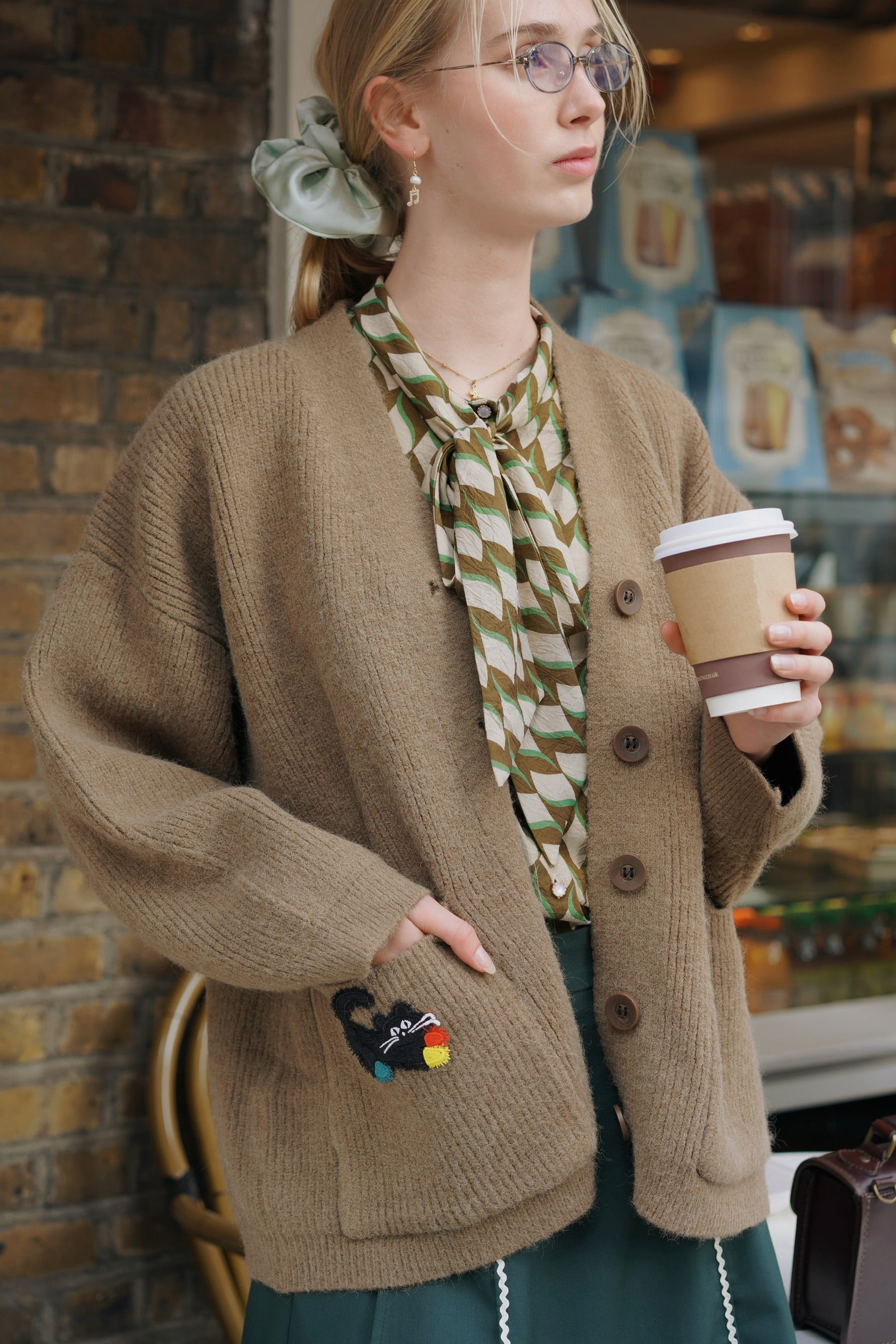 Oversized Kitty Love Cardigan (Earthy Taupe)