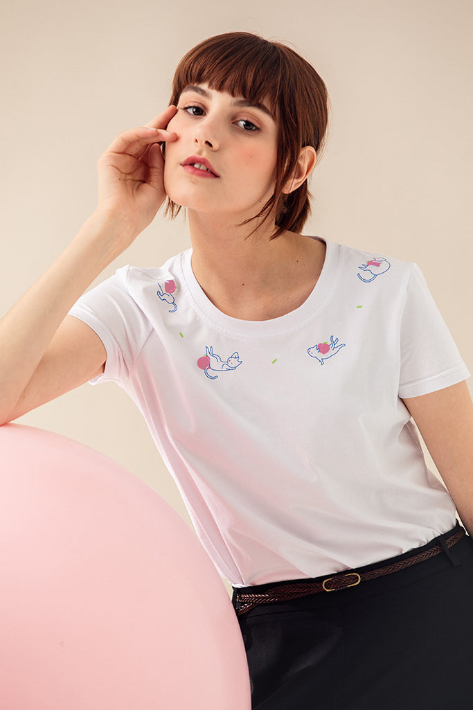 Peach Kitty Tee
