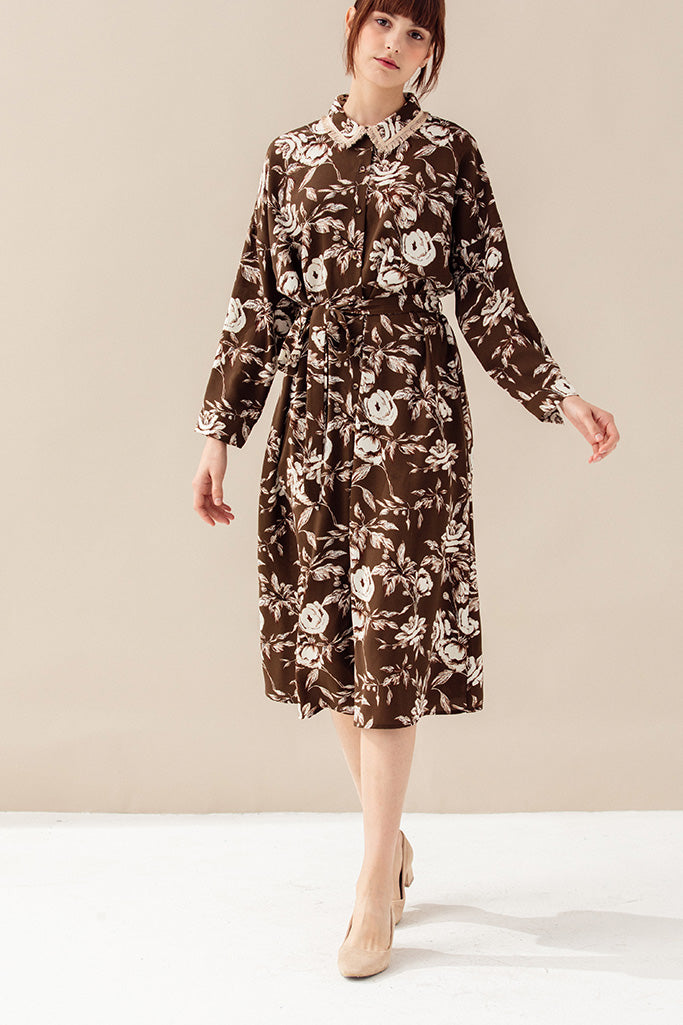 Pomegranate Tea Party Shirt Dress
