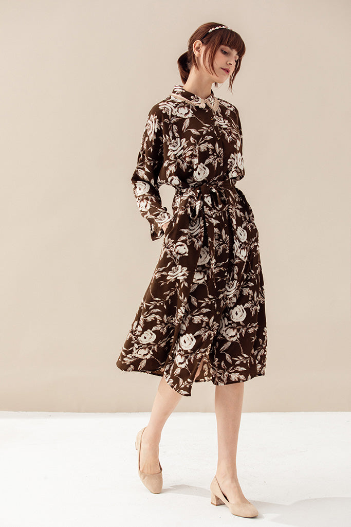 Pomegranate Tea Party Shirt Dress