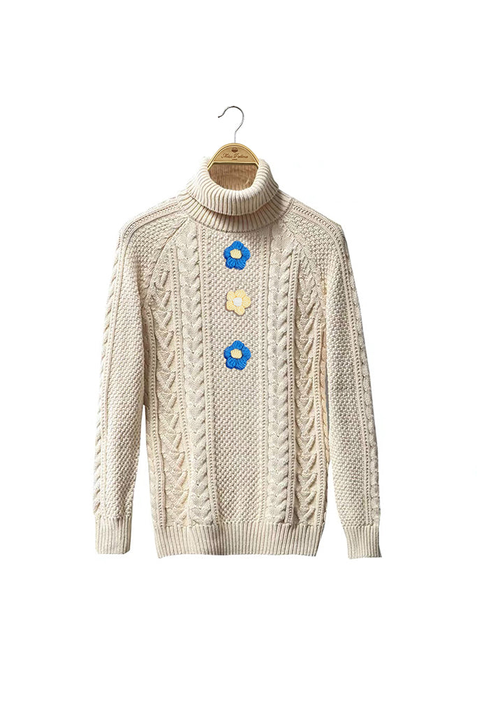 Pompom Cable Jumper (Cream)