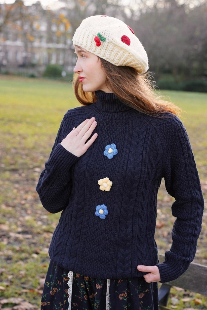 Pompom Cable Jumper (Navy)