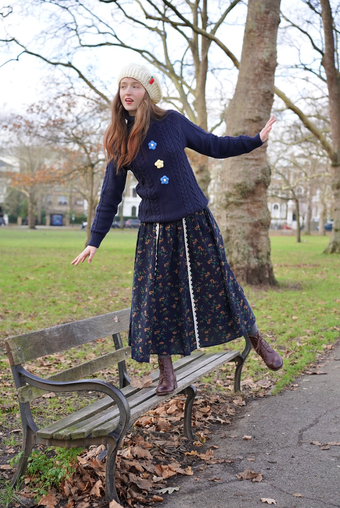 Pompom Cable Jumper (Navy)