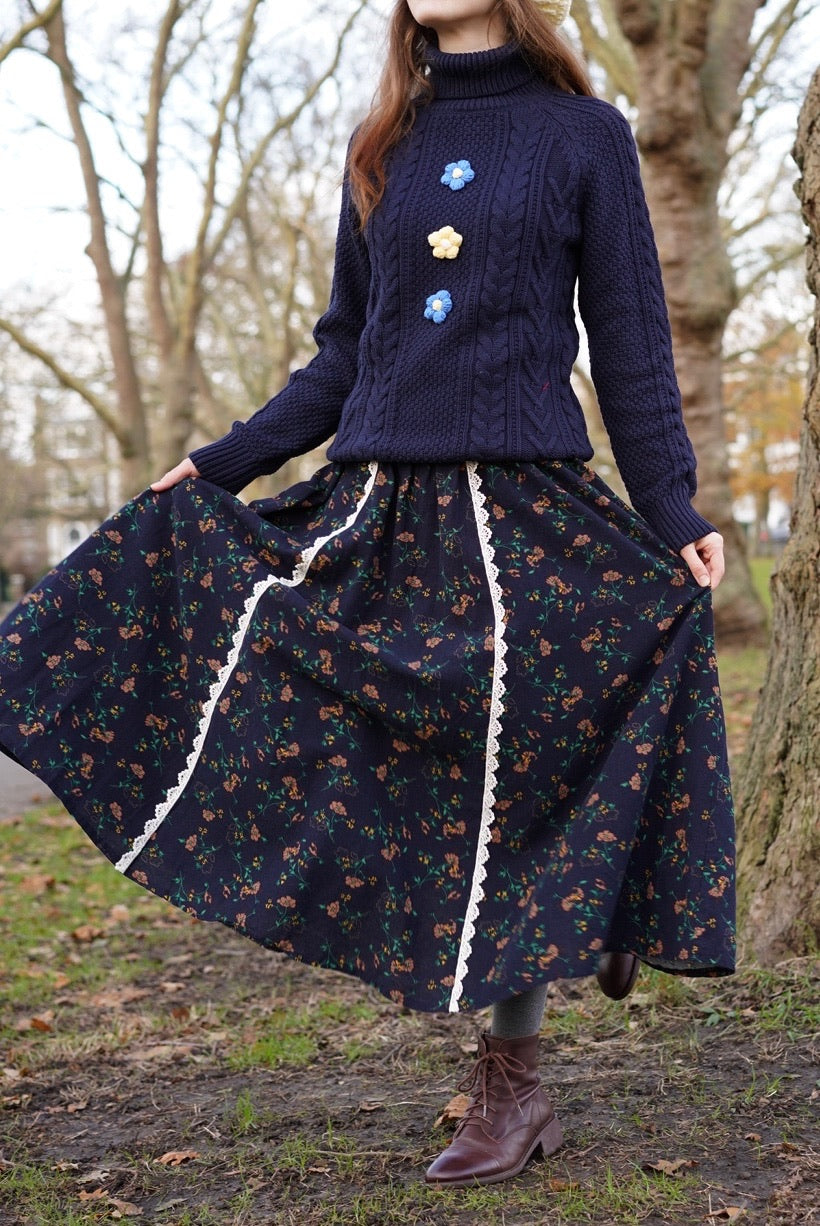Dahlia Floral Cotton Skirt Petite Miss Patina