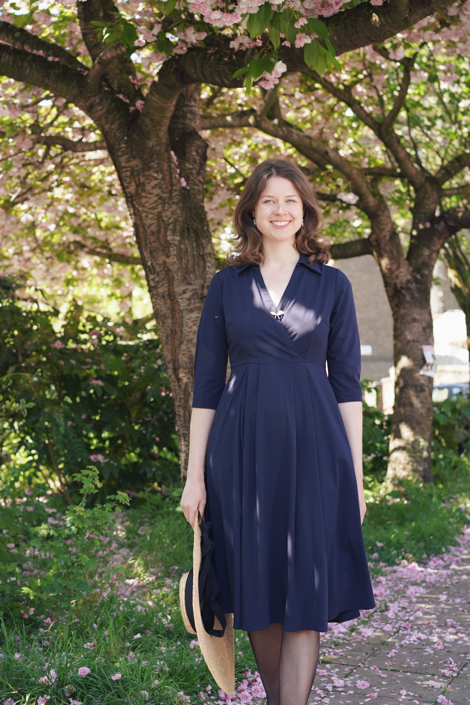 Retro Kelly Midi Dress  (Navy)
