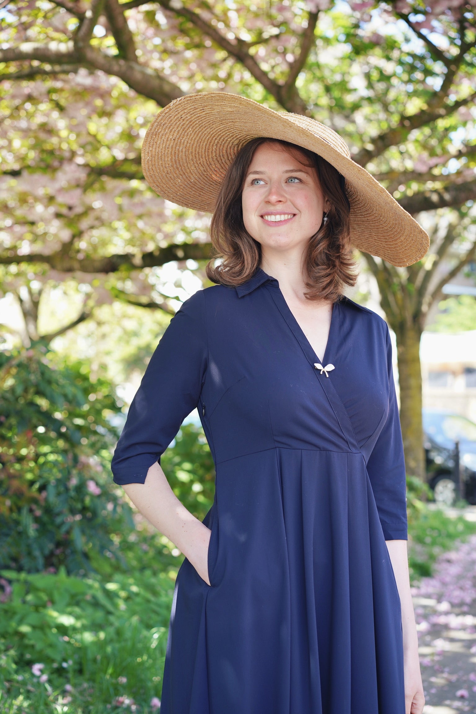 Retro Kelly Midi Dress  (Navy)