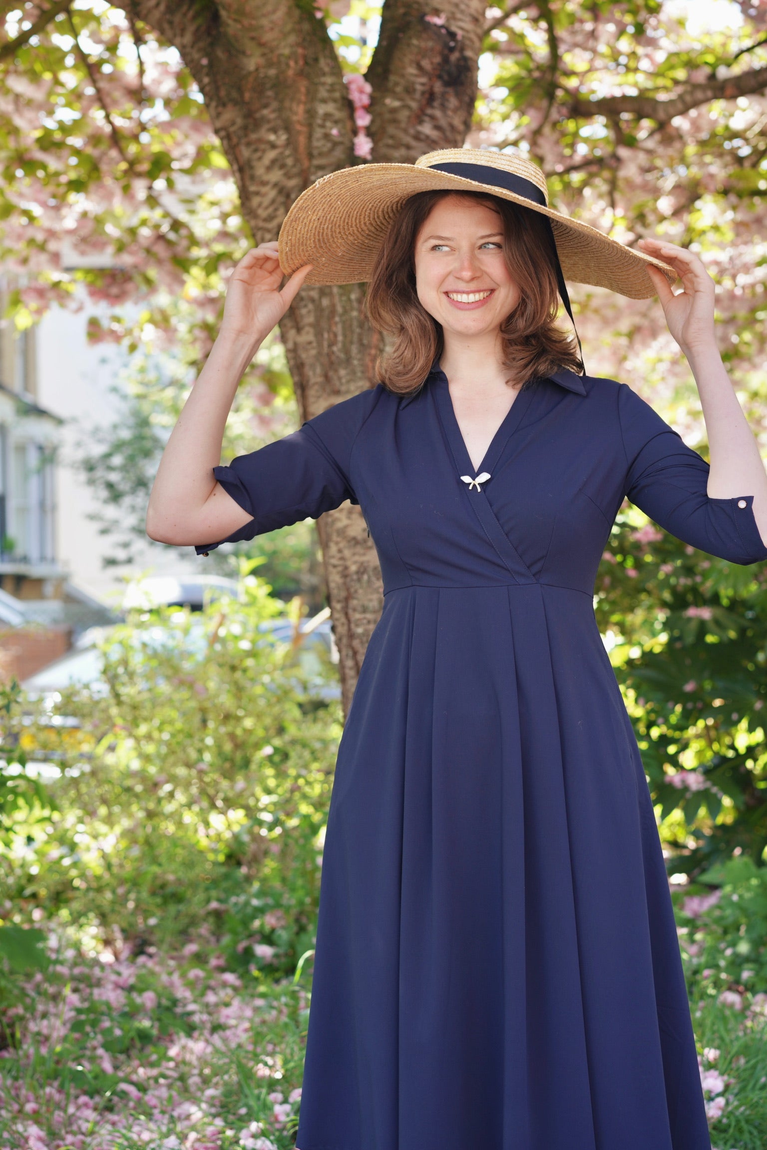 Retro Kelly Midi Dress  (Navy)