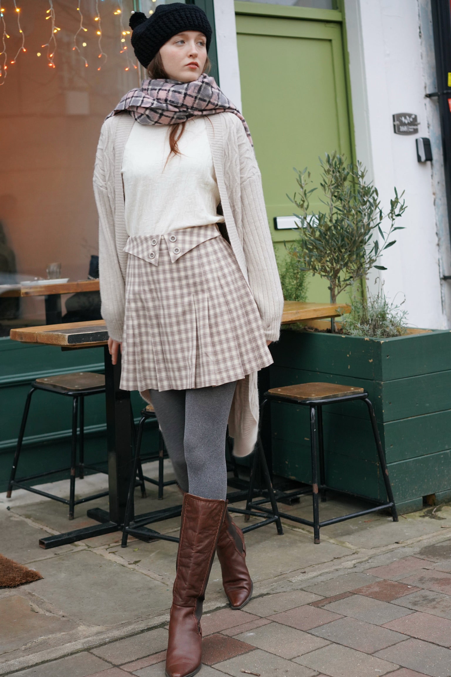 Slouchy Cable Cat Cardigan (Cream)