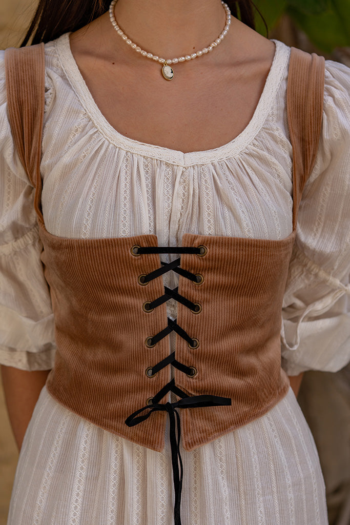 ୨୧ Bibiy. FLORENCE BUSTIER ୨୧ Bambusowe wysokie majtki z koronką 1 sztuka - jasno-beżowe – Key