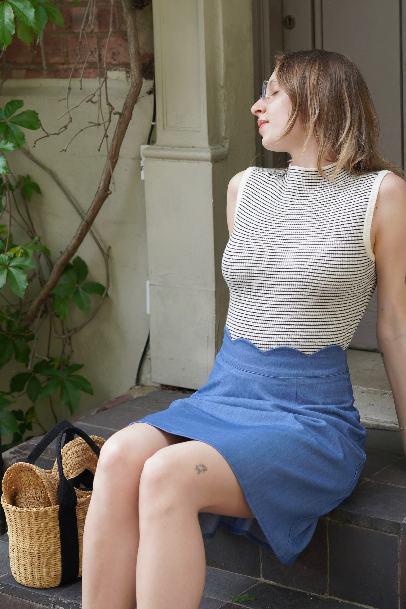 Seafarer Cropped Knit Top (White)