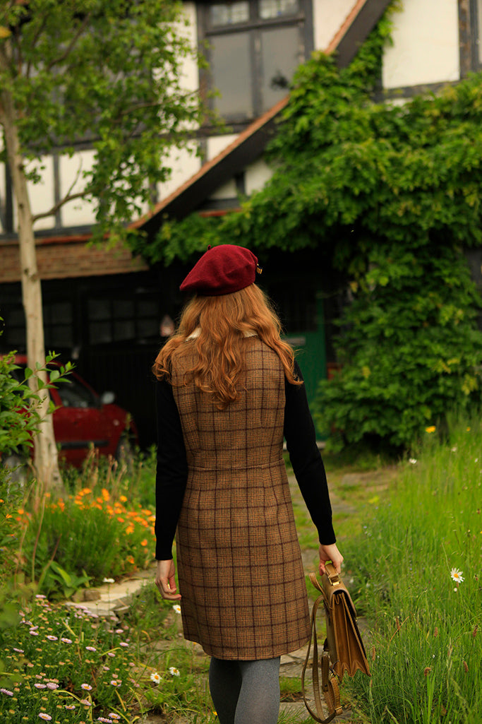 Sinclair Pinafore Dress (Brown)