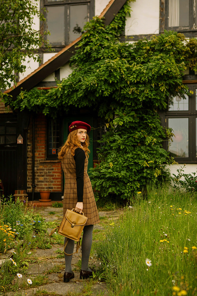 Sinclair Pinafore Dress (Brown)