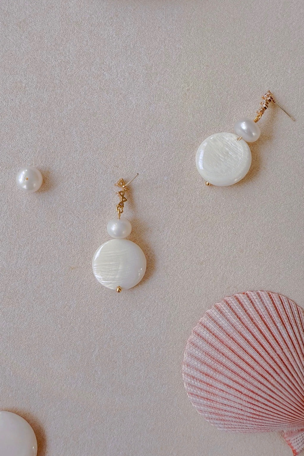 Sixties Pearl & Shell Earrings