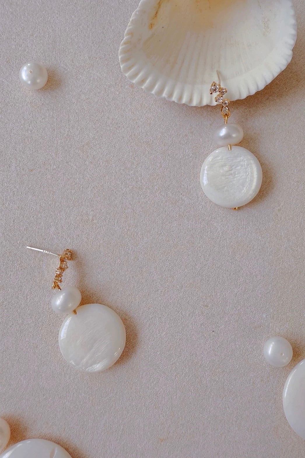 Sixties Pearl & Shell Earrings