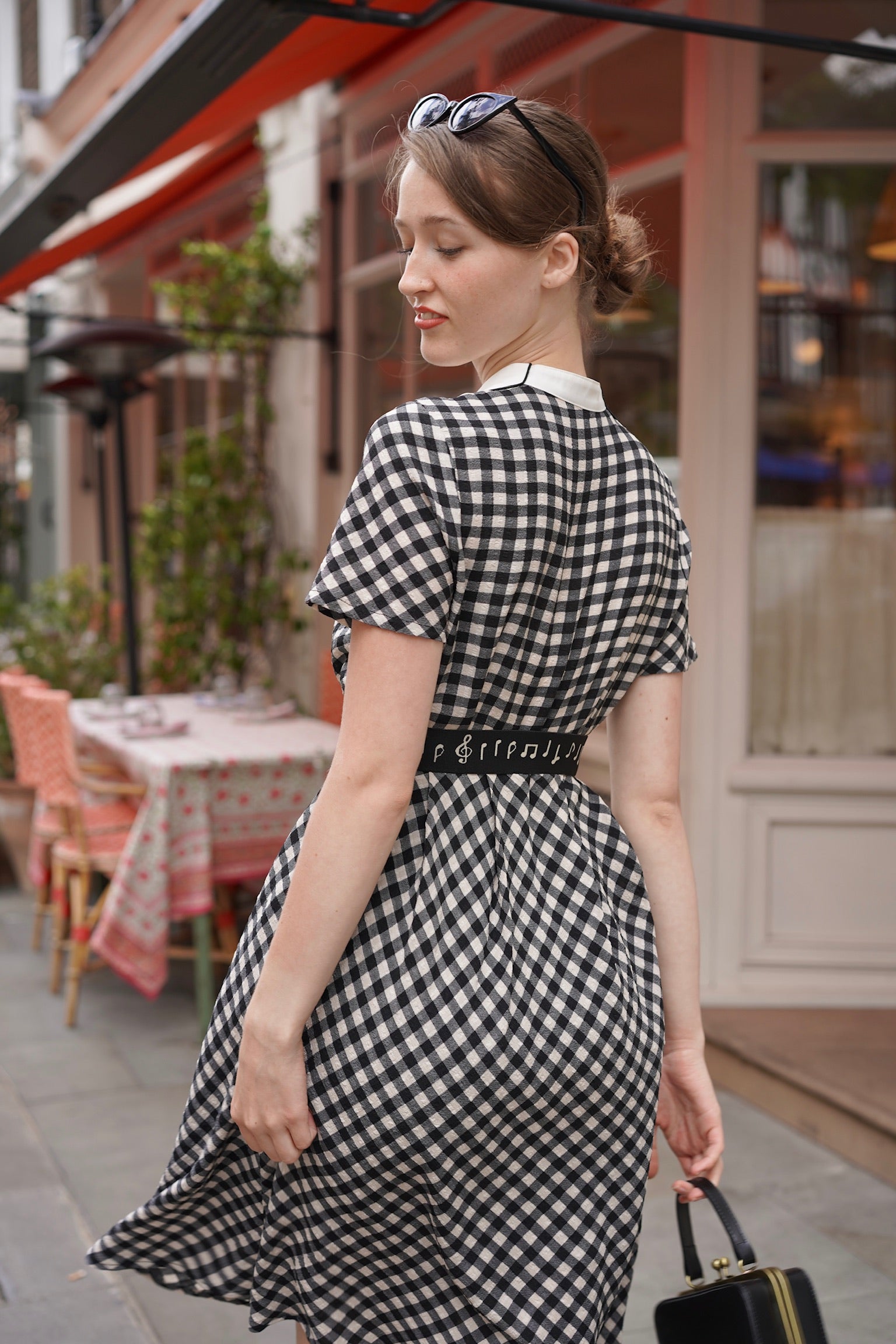 Snacking Kitten Gingham Dress