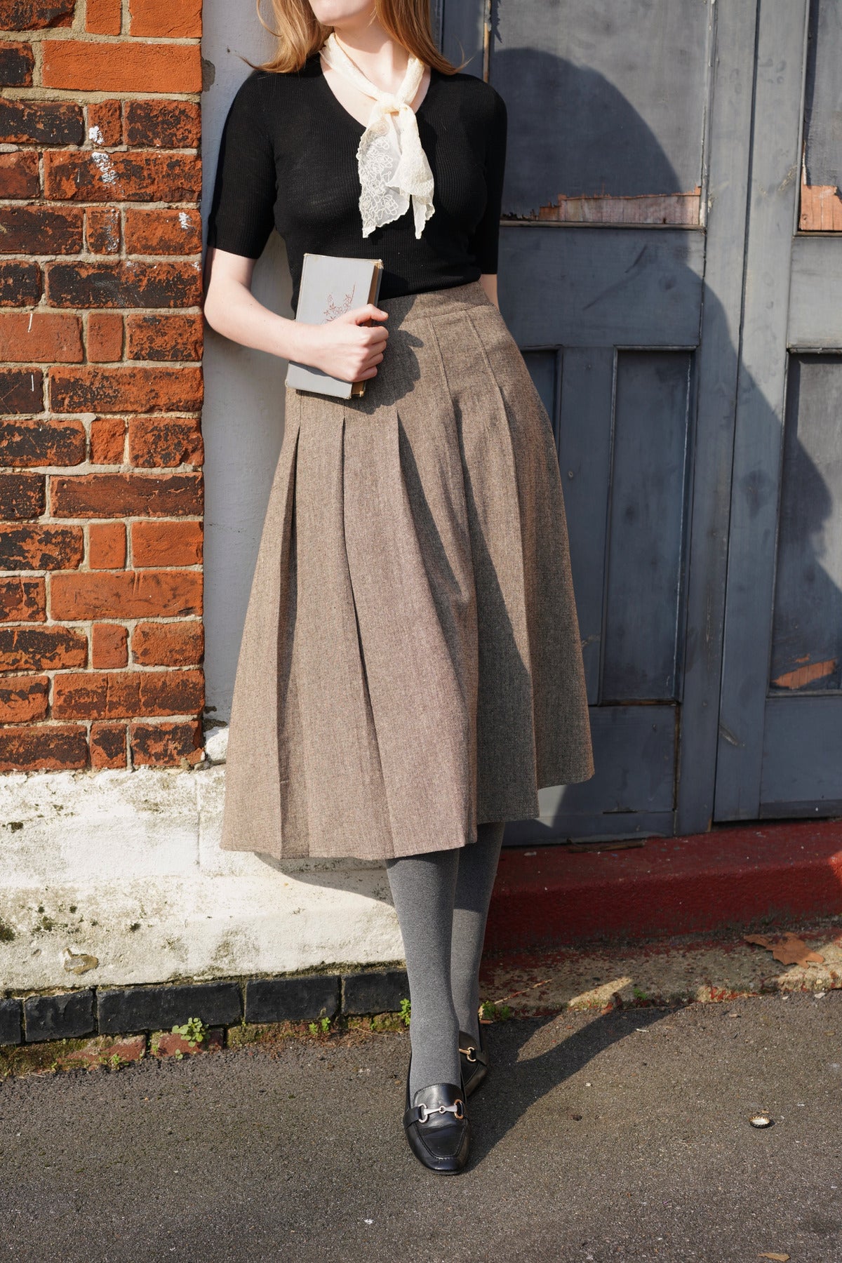 The Shelby Tweed Skirt (Brown)