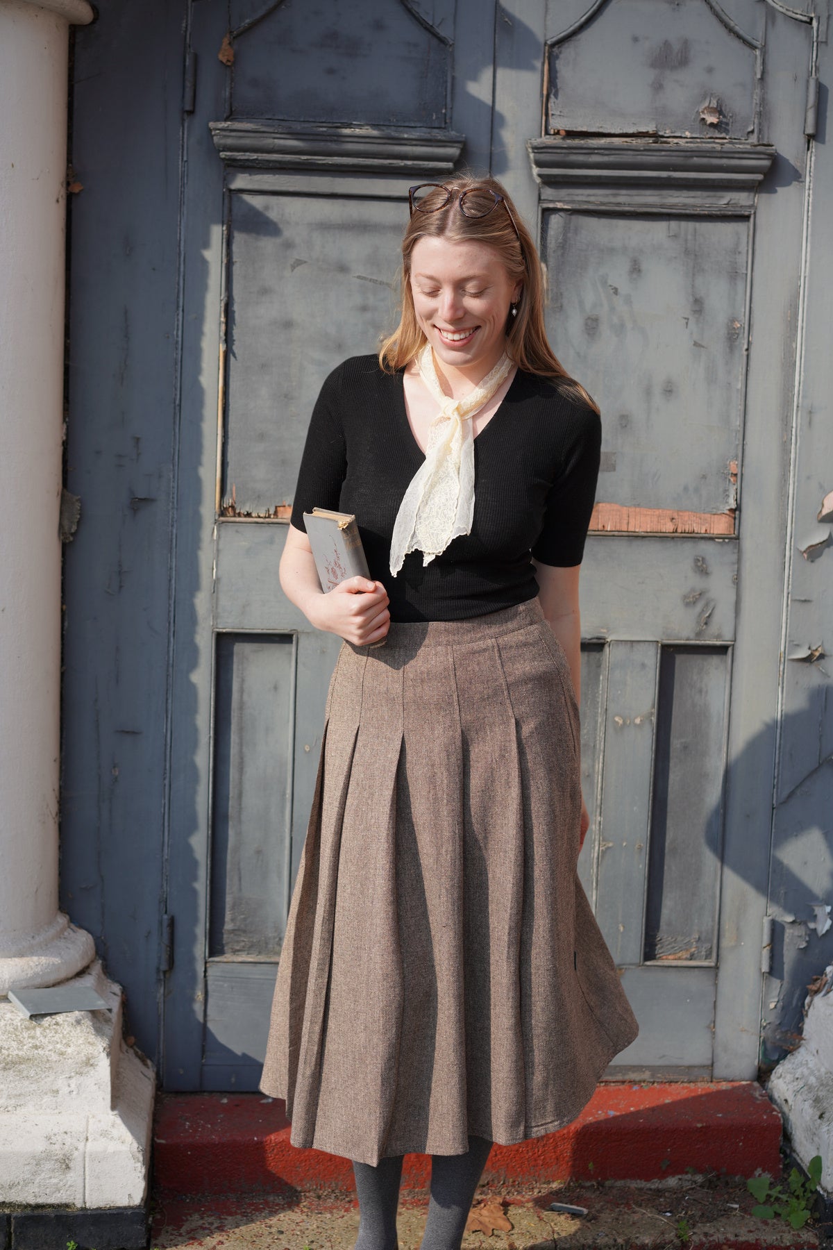 The Shelby Tweed Skirt (Brown)
