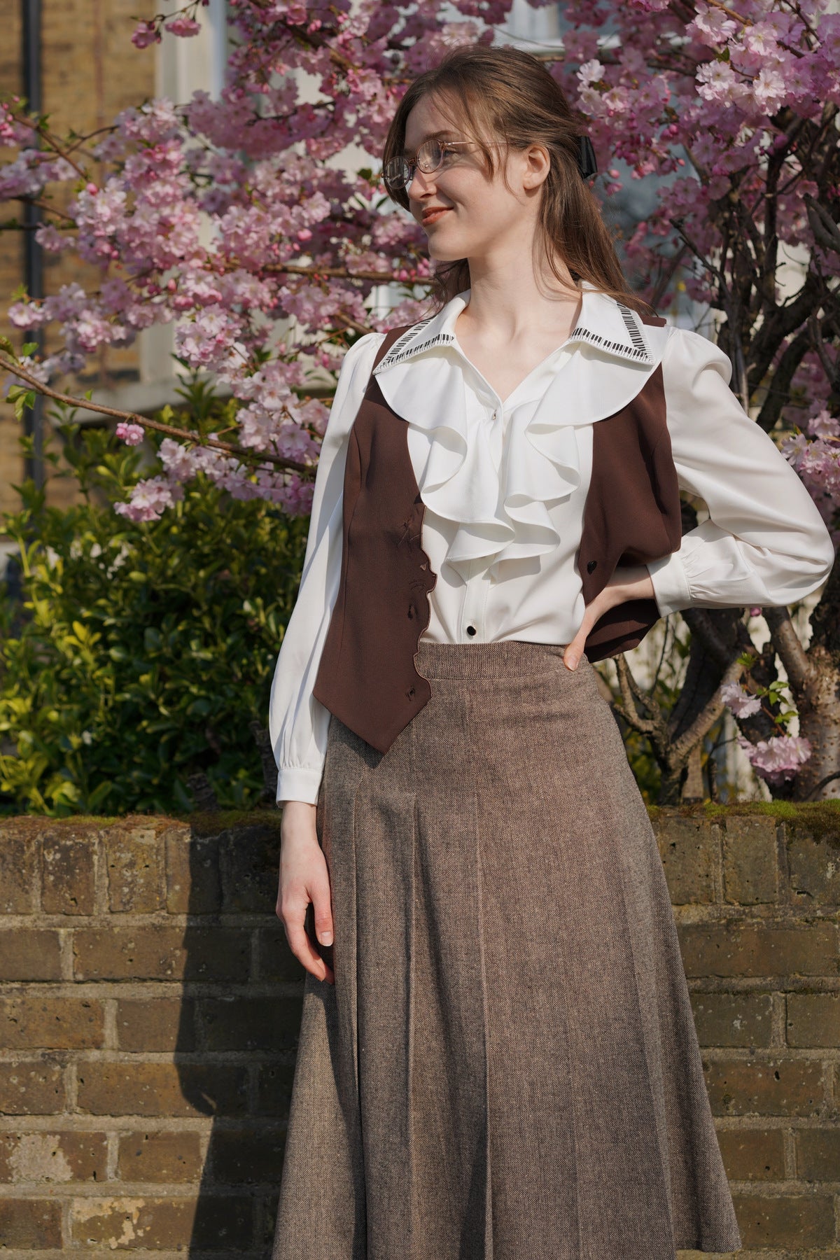 The Shelby Tweed Skirt (Brown)