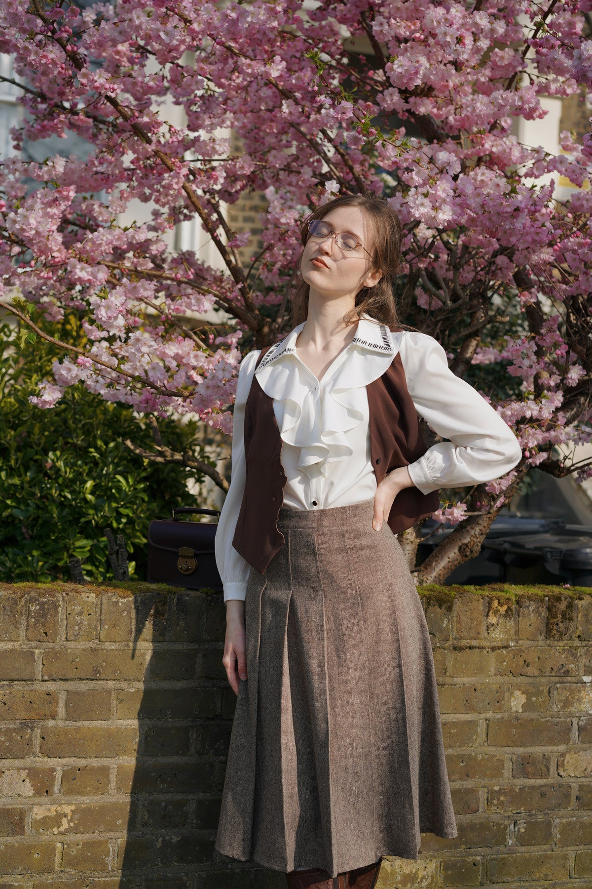 The Shelby Tweed Skirt (Brown)
