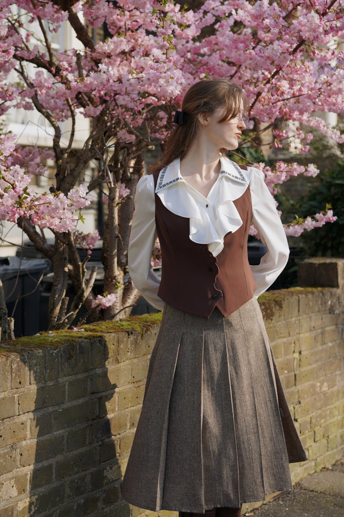 The Shelby Tweed Skirt (Brown)