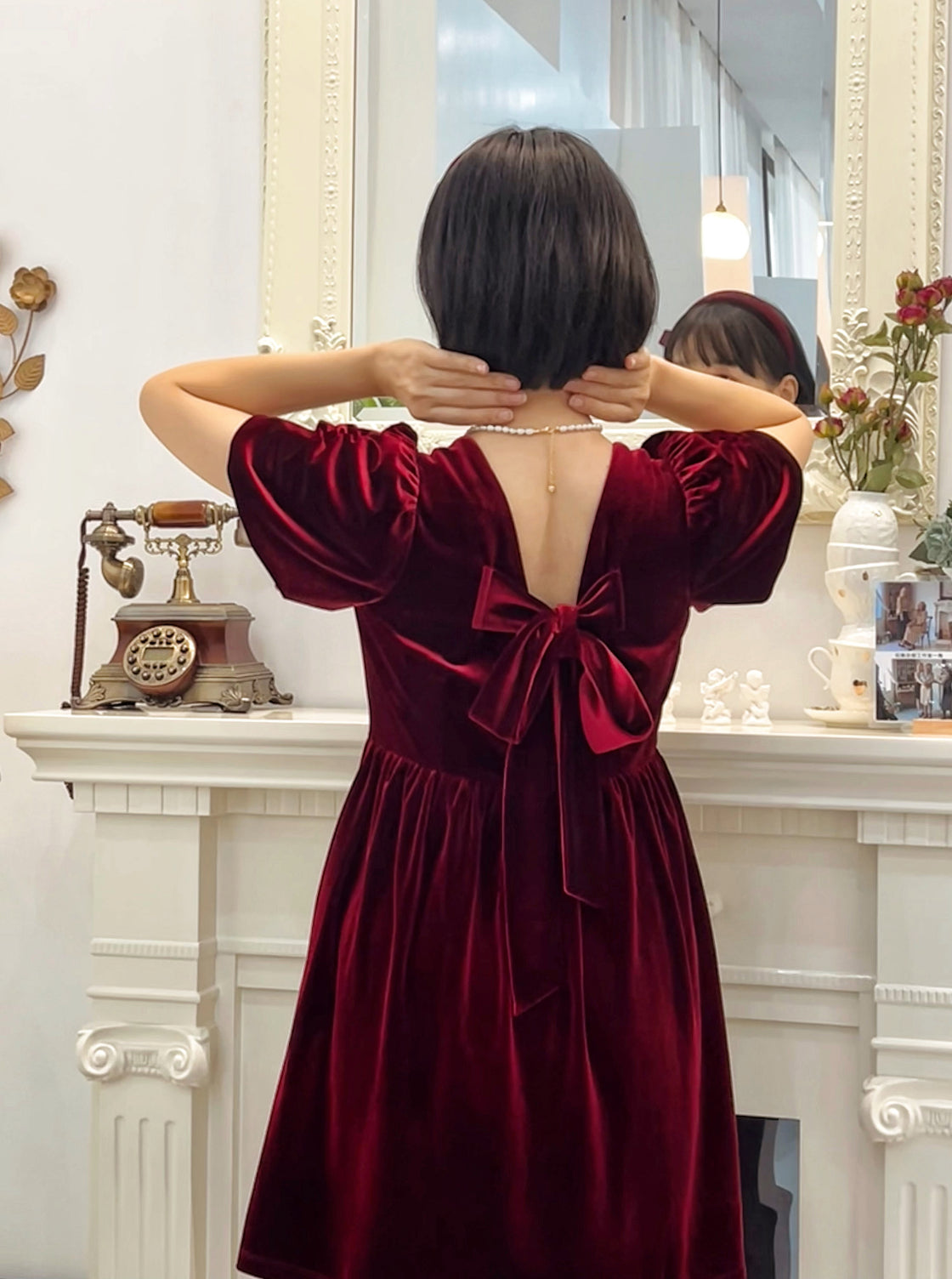 Velvet Cherry Bow Dress – Miss Patina