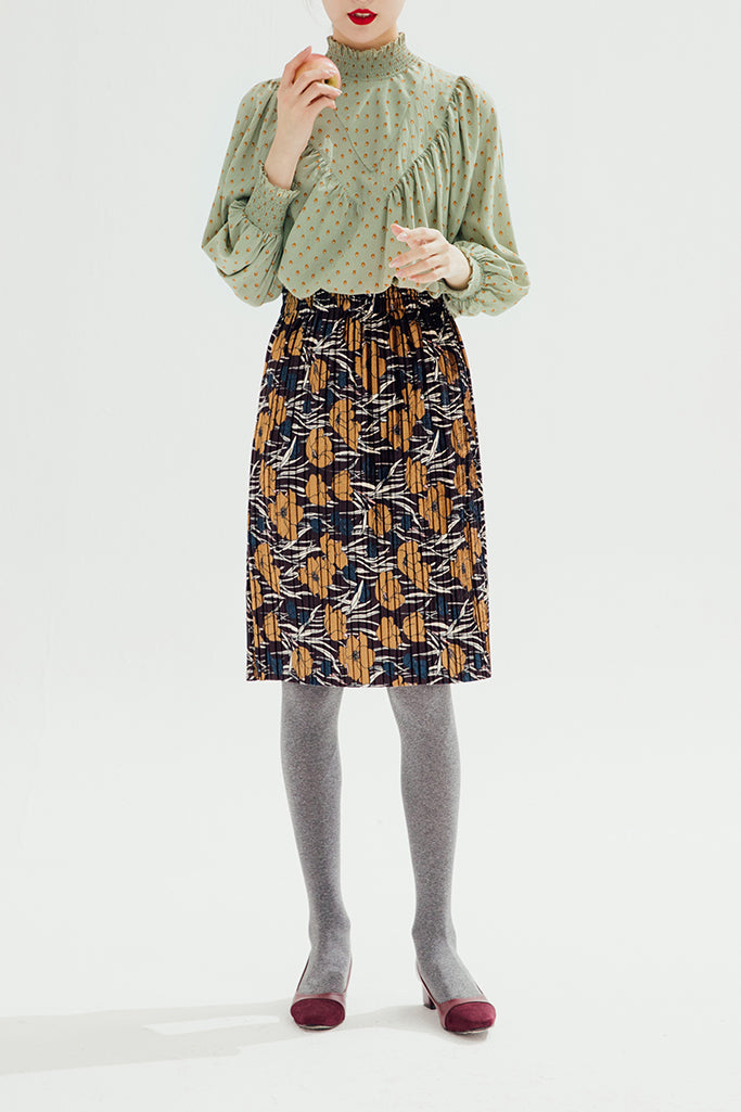 Velvety Pleats Skirt