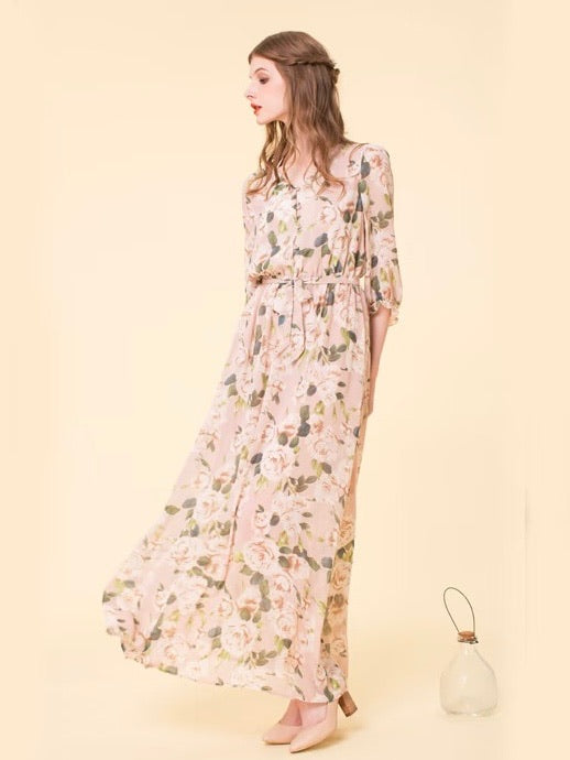 sachin and babi light blue dress FARES Scrunched Waist Chiffon Dress – Wildflower main image 1