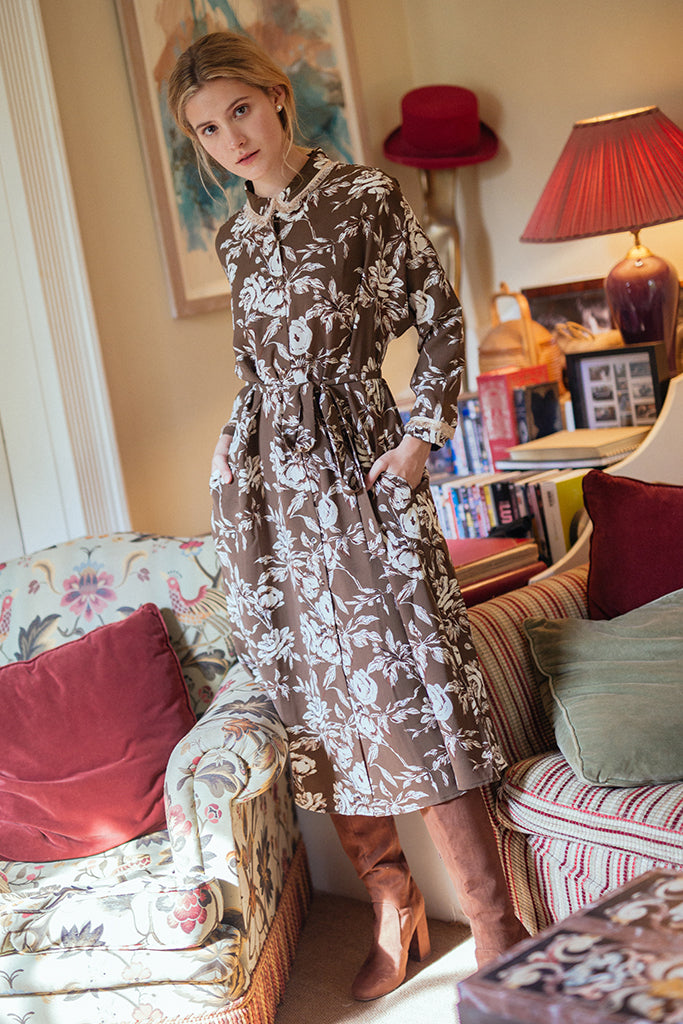 Pomegranate Tea Party Shirt Dress