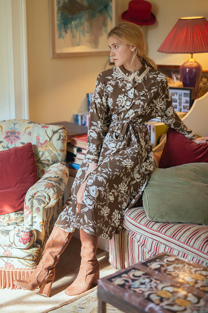 Pomegranate Tea Party Shirt Dress