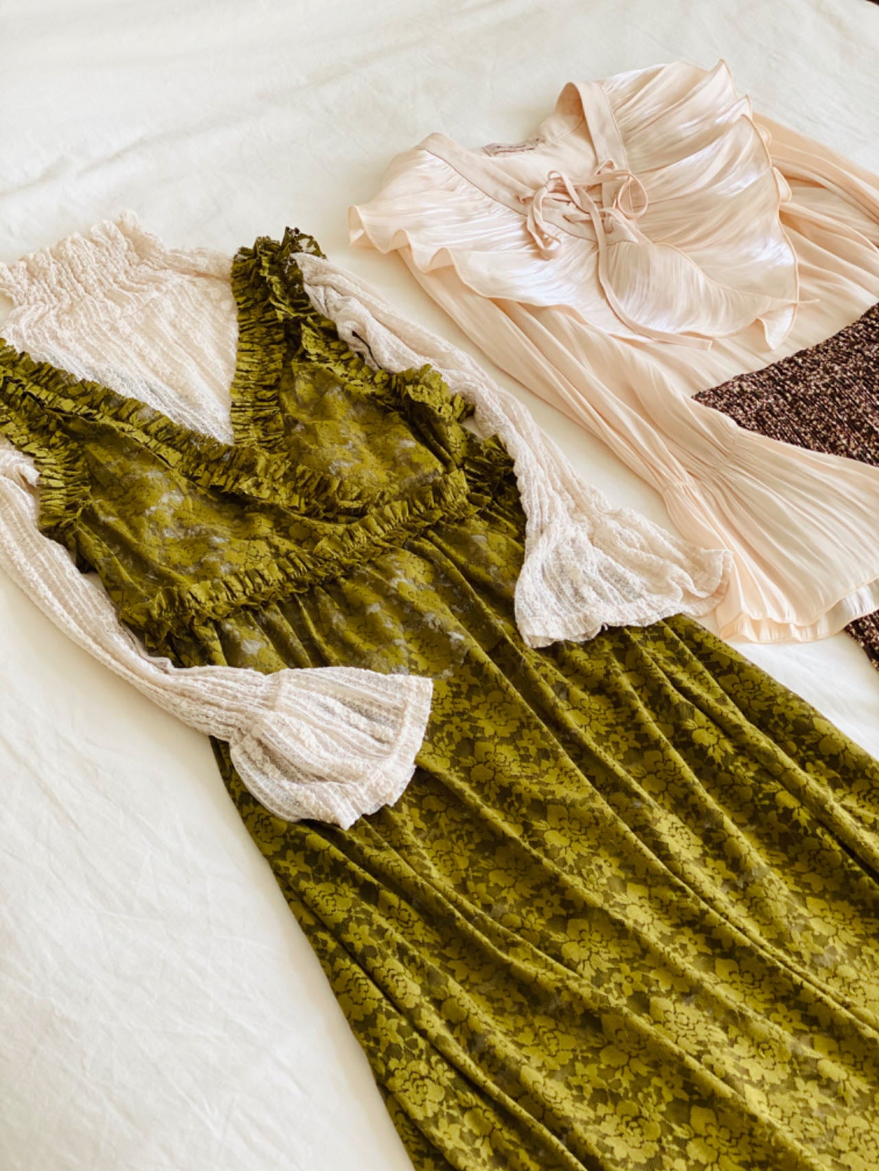 green emerald velvet dress Lanre Green and Yellow Dress main image 1