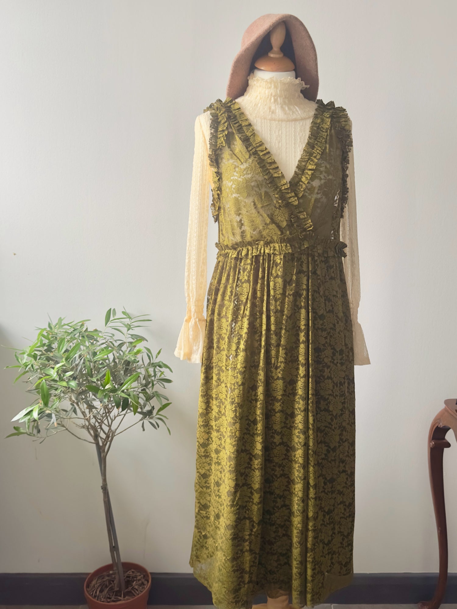 Tadema Dress (Mustard Green)