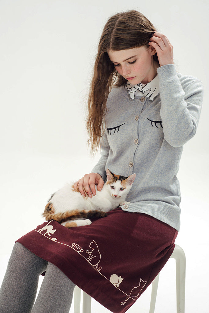 Feline Fling Skirt (Burgundy) 08